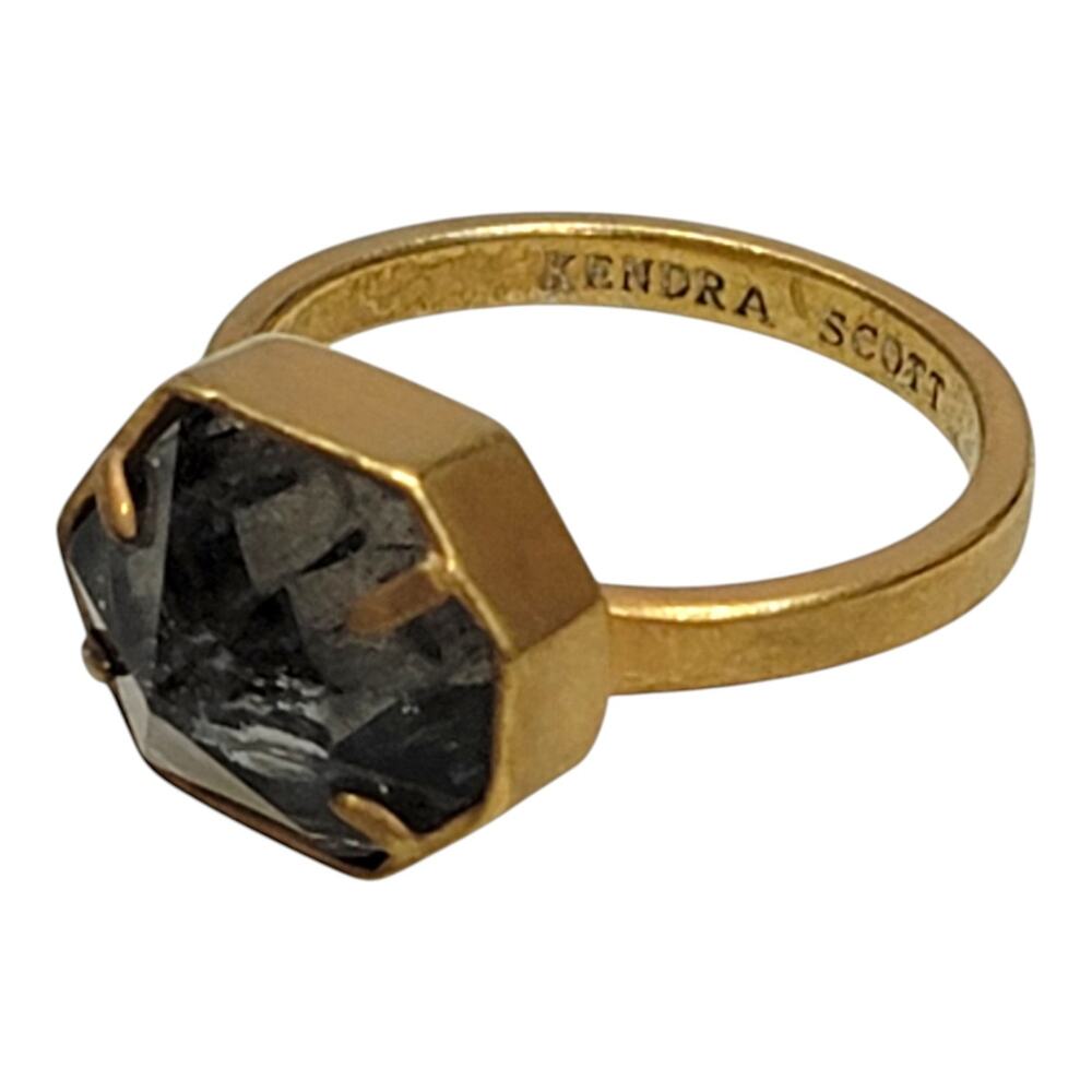 Kendra Scott Gold Tone Hexagon Pyramid Stone Cocktail Statement Ring Size 8 READ